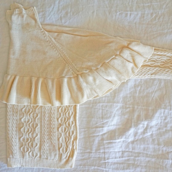 Pre-owned Project Naadam White Ivory Women's Size Medium Ruffle Mock Sweater - Picture 2 of 7